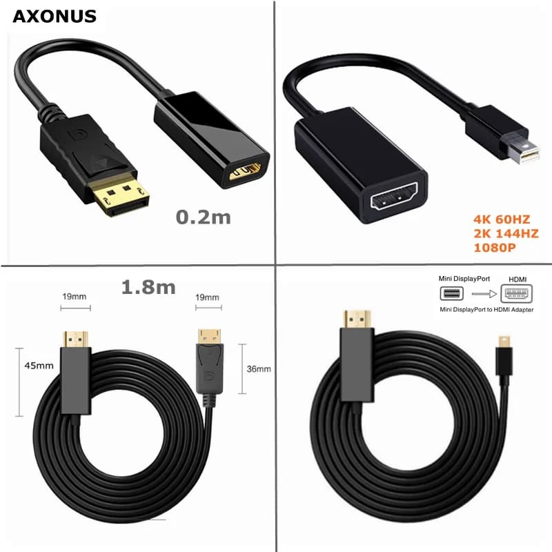 Cavo Mini DisplayPort a DP HD Maschio-Femmina 4K@60Hz, Compatibile con Thunderbolt 2 HDMI per Vecchi MacBook Air/Pro, Microsoft Surface Pro