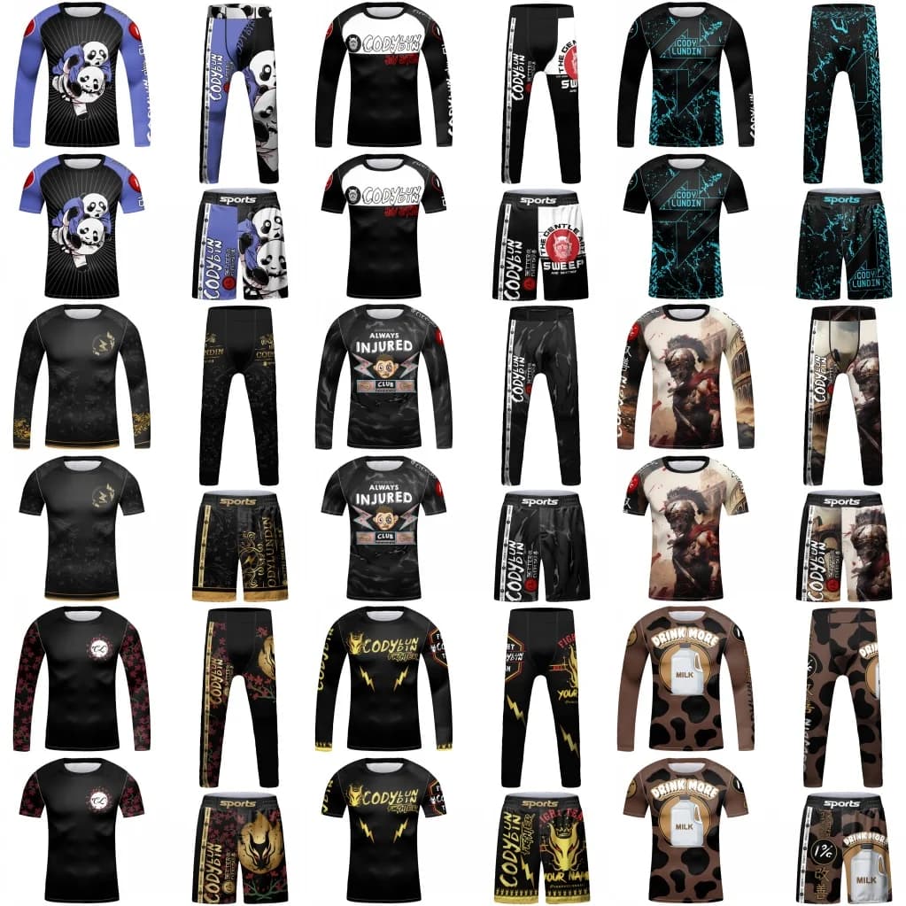 Kid MMA Boxing Set Muay Thai Jiu jitsu Clothing Basketball Sportswear BJJ Gi Rashguard Kickboxing Boy Children Running Tracksuit
