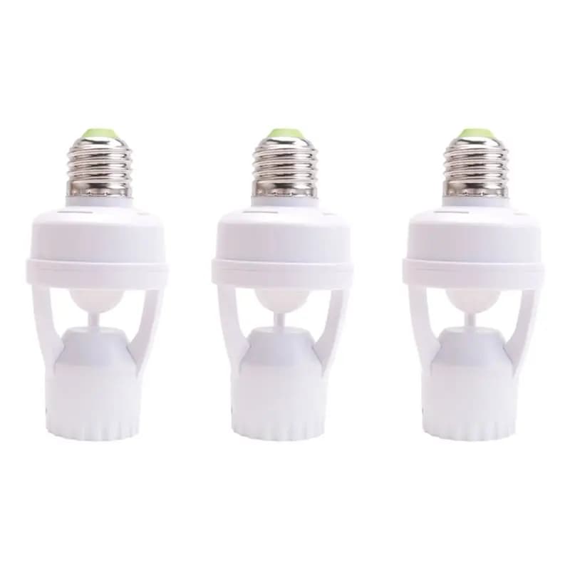 Interruttore a infrarossi FULL-Infrared con attacco E27 per lampada LED, 3 pezzi AC 110-220V 360 ° Sensore di Movimento a Induzione PIR