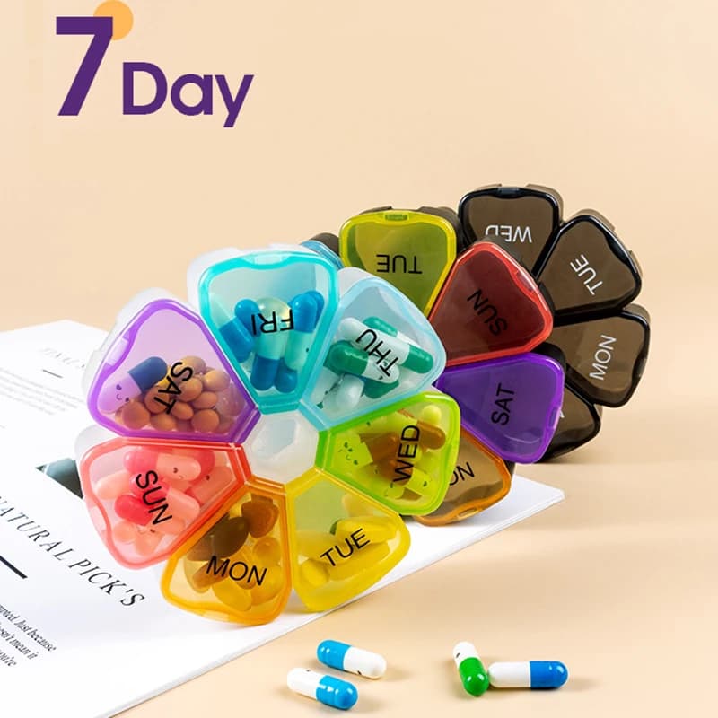 1pc portatile da viaggio vitamina pillola scatola 7 giorni settimanale organizzatore da viaggio scatola di immagazzinaggio pillole medicinali oli di pesce strumenti
