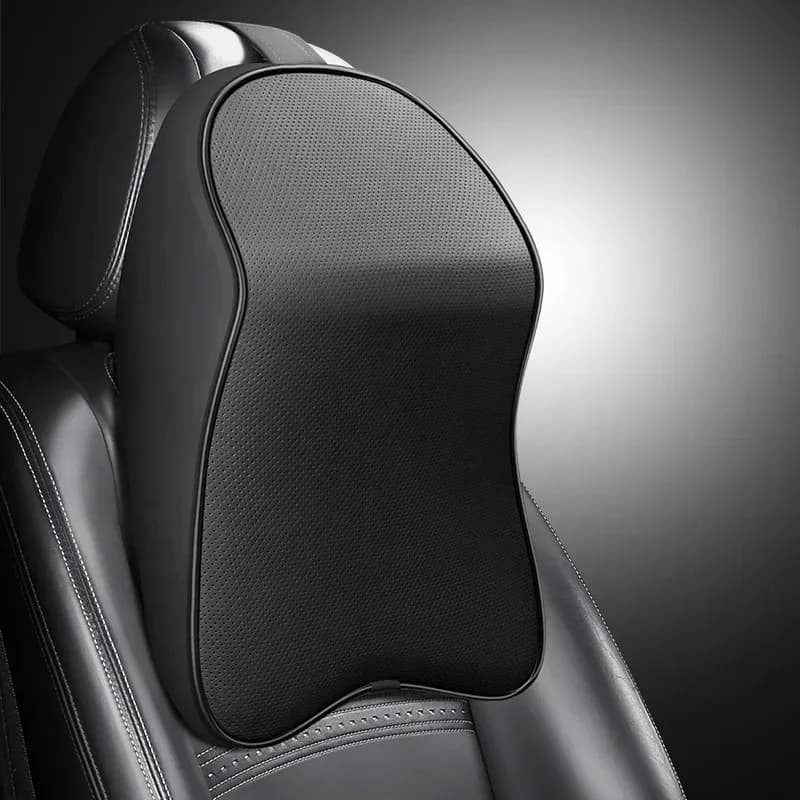 Cuscino Poggiatesta 3D in Pelle PU Nappa con Memory Foam, Supporto per Collo e Testa per Auto, Sollievo dal Dolore e Supporto per Viaggi