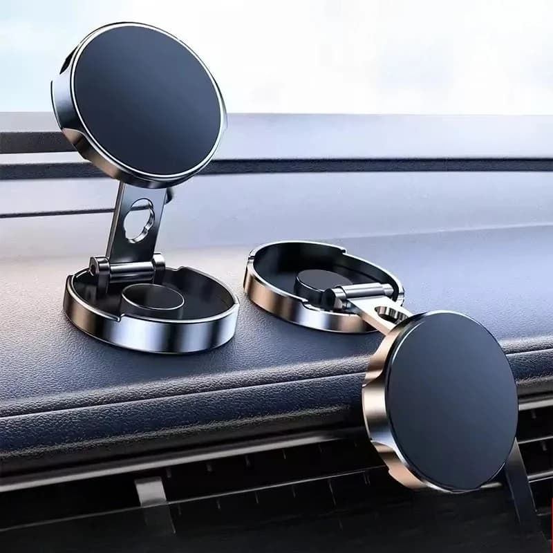 Universal Car Mobile Phone Stand - Strong Magnetic 720° Foldable round Bracket Support Mount Holder for All Smartphones