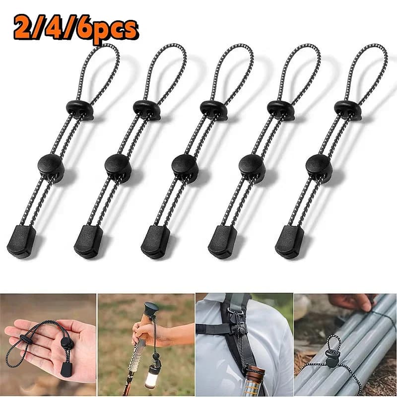 2/4/6Pcs Adjustable Buckle Elastic Trekking Pole Holder Straps Backpack Walking Stick Ties for Hiking Camping Mountaineering Use