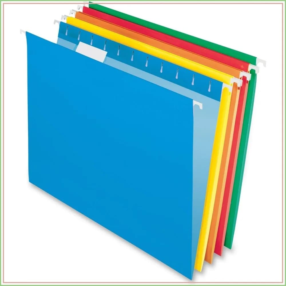 Hanging File Folders, Letter Size, Assorted Colors, 25 Pack with Adjustable Tabs