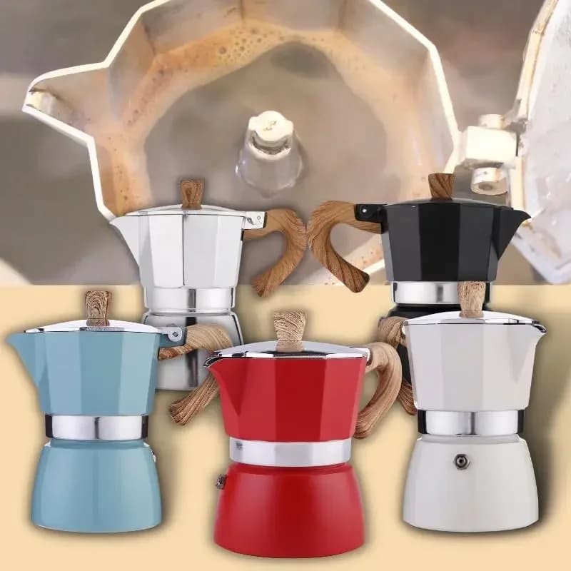 Caffettiera Moka in alluminio premium da 150/300 ml realizzata a mano per un sapore ricco in stile italiano per campeggio all'aperto domestico facile da usare
