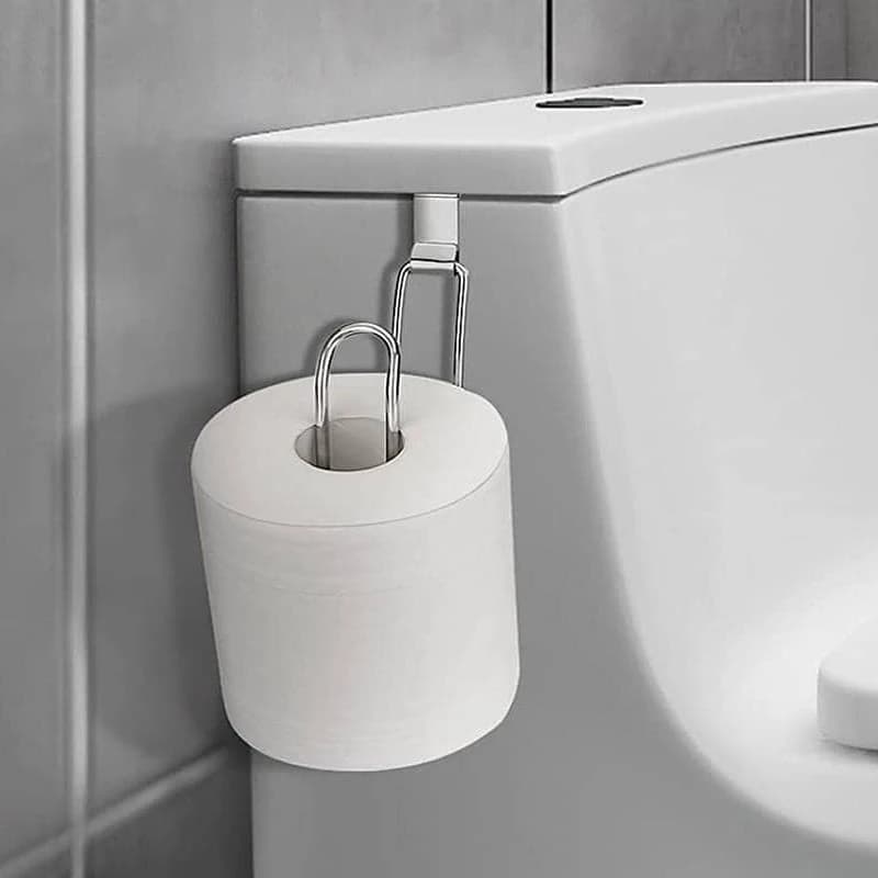 Iron Wall-Mounted Toilet Paper Holder Roll Paper Rack Bathroom Tissue Stand Organizer Iron Finish