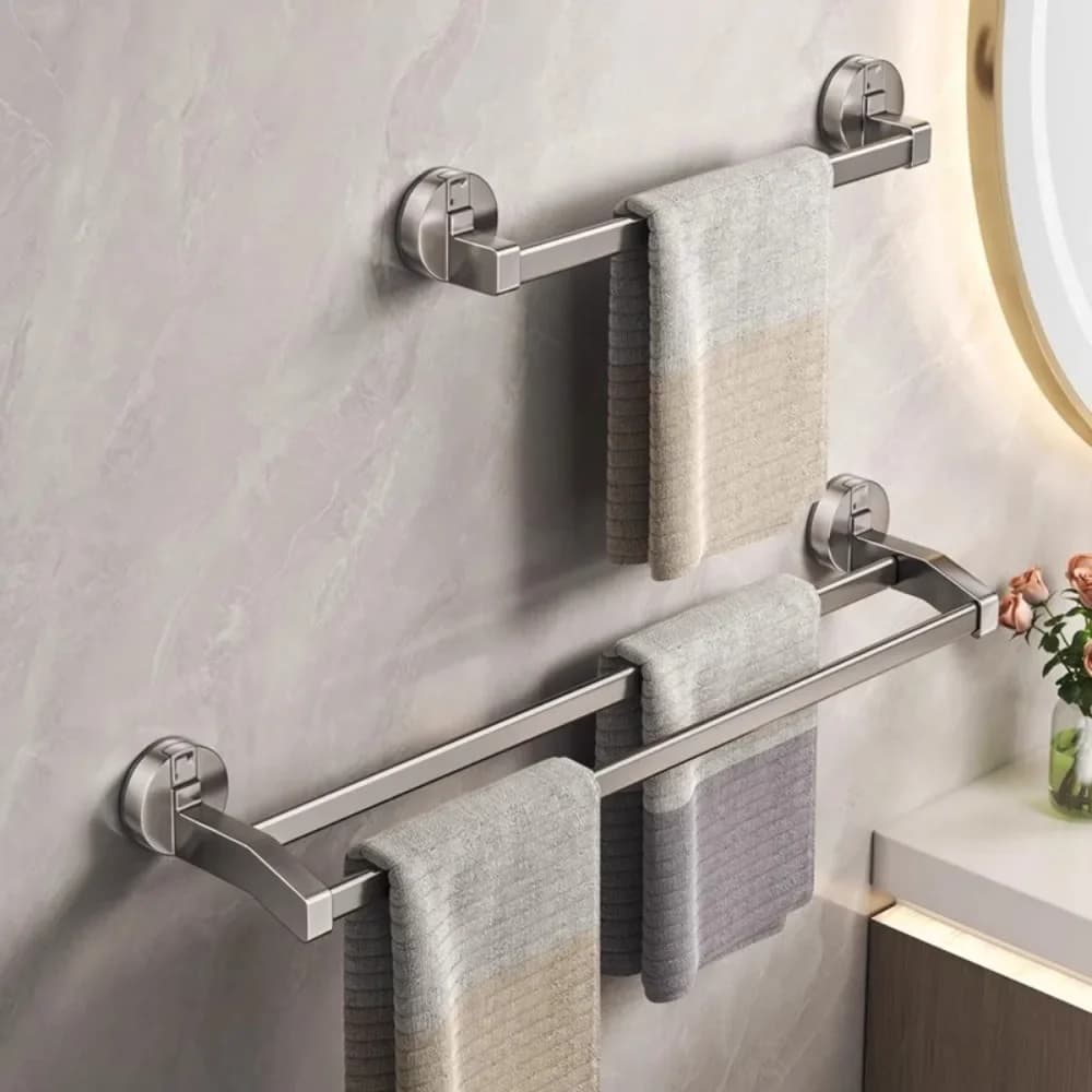 Suction cup towel rack, toilet free punching wall hanging single double rod, bathroom, toilet towel storage