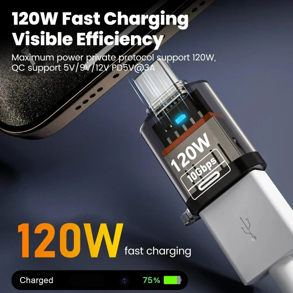 Adattatore USB C OTG da 120W per ricarica rapida, convertitore da USB 3.2 a Type C, trasferimento dati e audio ad alta velocità 10GB per iPhone e Xiaomi