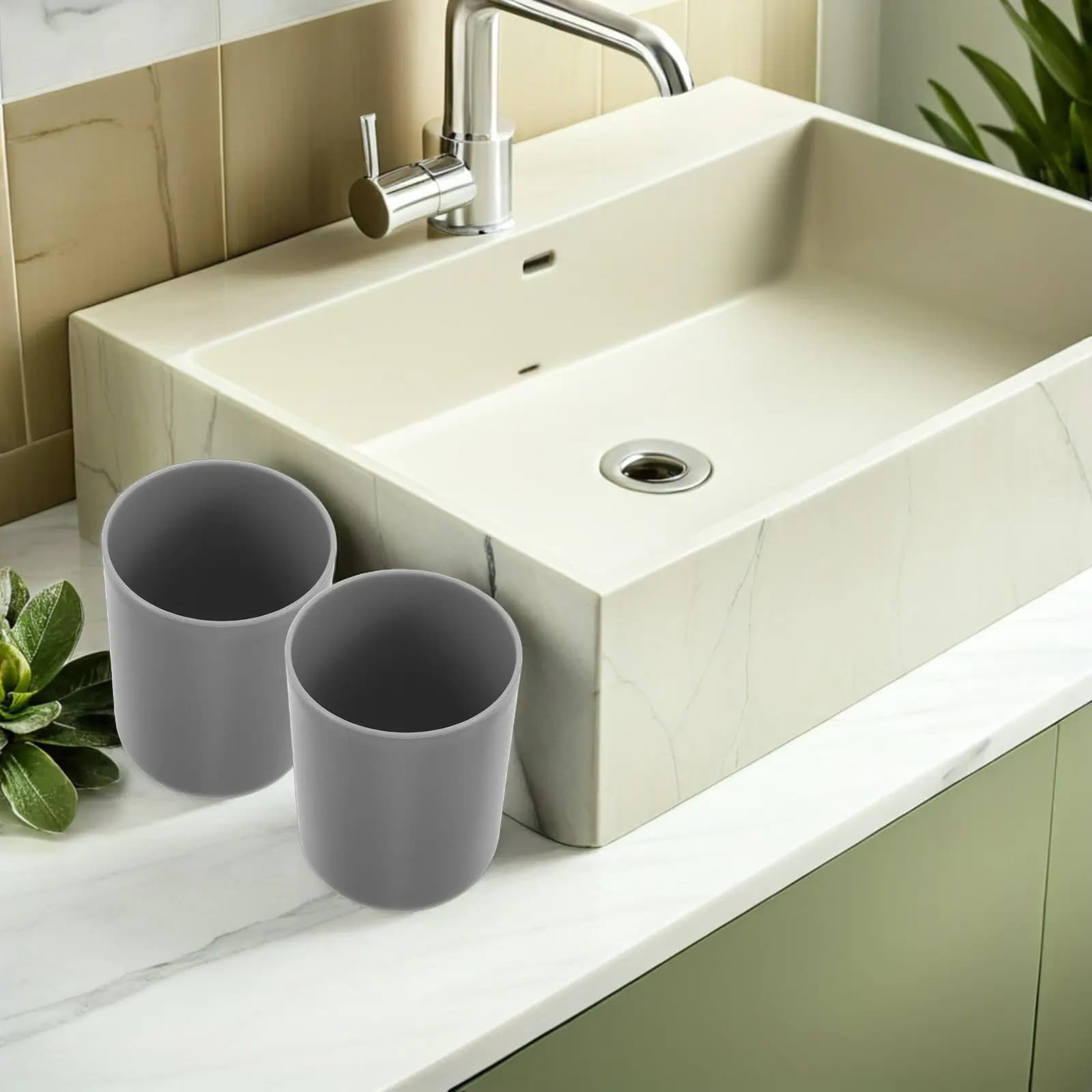 Set di 6 Bicchieri Infrangibili in Plastica per Collutorio, Bicchieri da Bagno Leggeri con Bocca Larga, Antiscivolo e Resistenti agli Urti, Porta Spazzolini