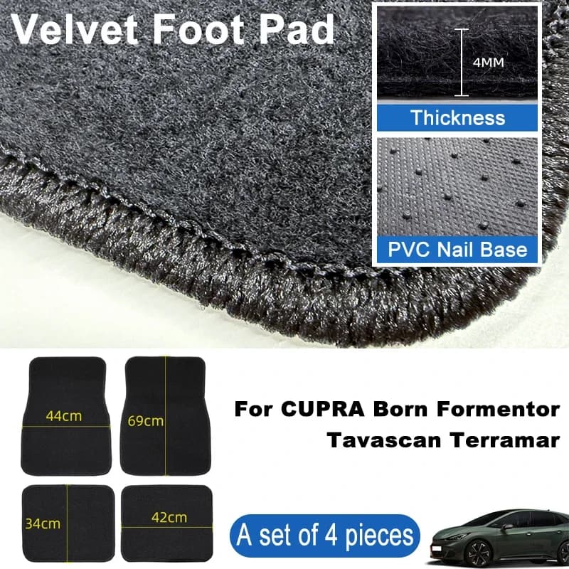 Tappetini per Auto CUPRA Born Formentor Tavascan Terramar, Neri Antiscivolo, Set da 4 Pezzi, Anteriori e Posteriori, Tappeti e Moquette