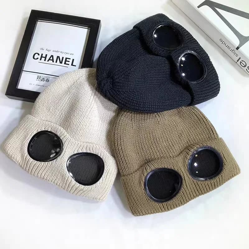 1PC unisex uomo donna cappello lavorato a maglia con occhiali antivento scaldino invernale berretti da sci morbido caldo antiscivolo protezione per le orecchie
