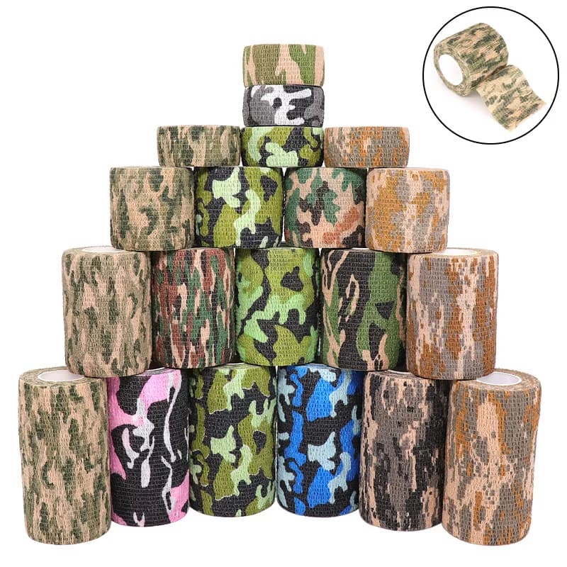 4.8m Caccia Travestimento Benda Camouflage Fasce Elastiche Wrap Tape Auto Adesivo Protezione Sportiva Caviglia Ginocchio Dito Braccio Benda