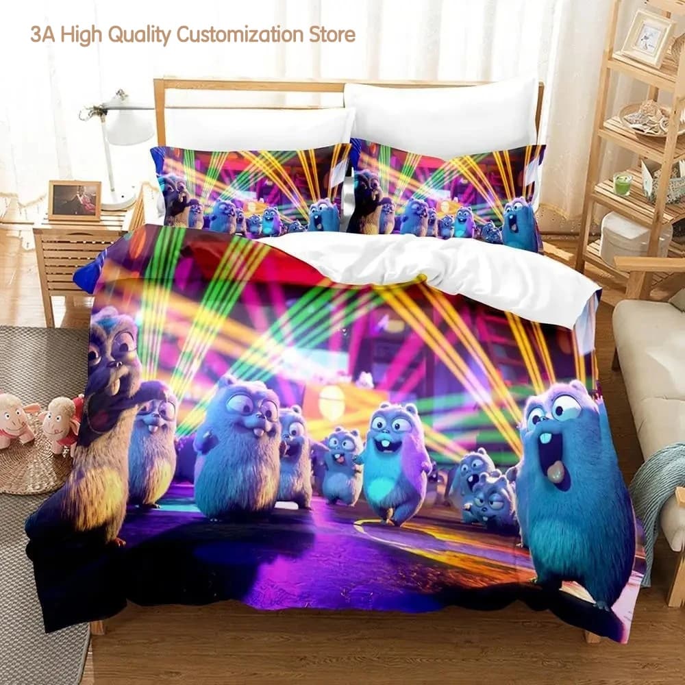 Set biancheria da letto Grizzy e The Lemmings Set letto singolo doppio completo Queen King Size Set copripiumino per camera da letto per ragazzi adulti Stampa 3D Kawaii