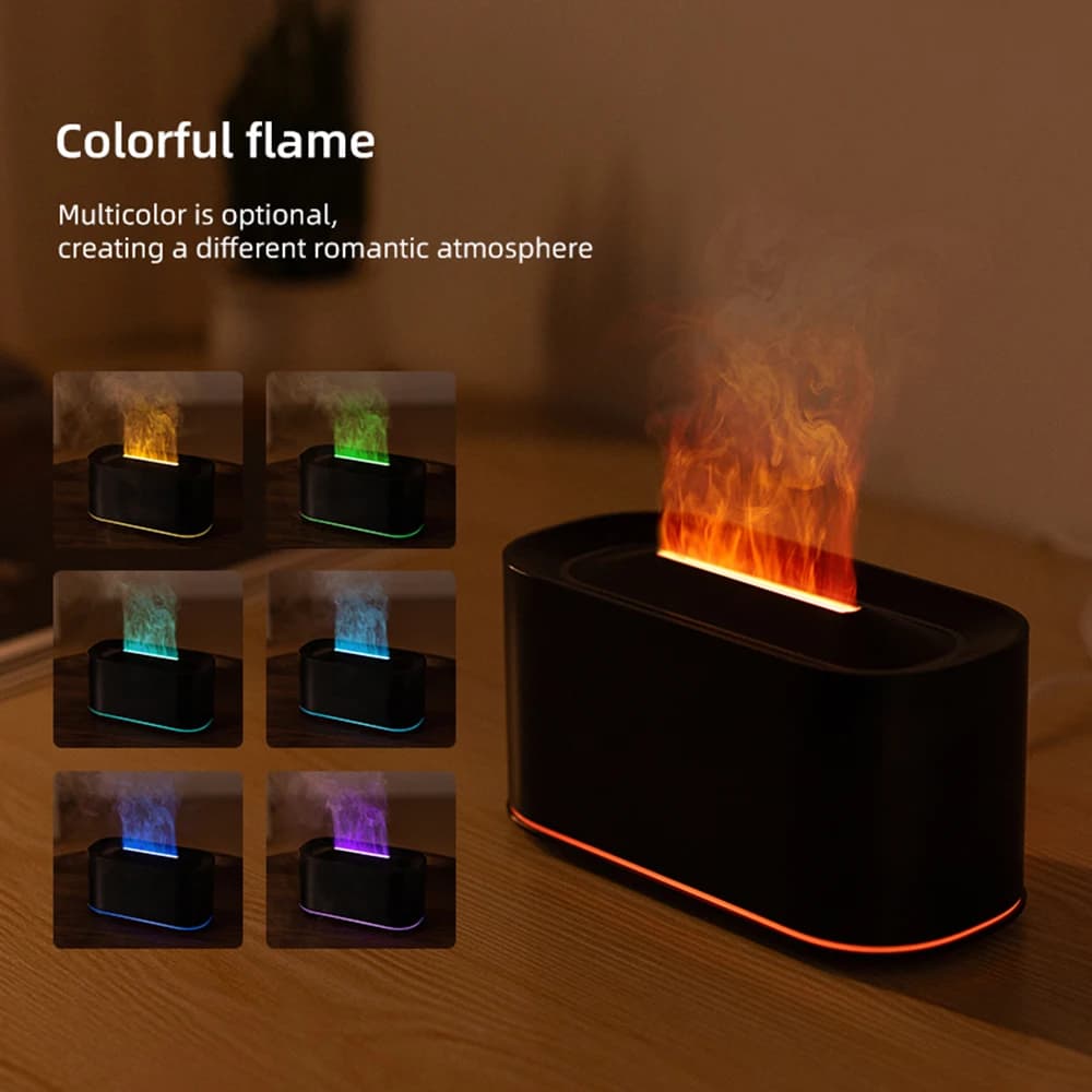 Essential Oil Diffuser, Wetifier with Colorful Flame Effect and Water Vapor for Aromatherapy, Aromatherapy Machine, Diffuser with Flame Effect