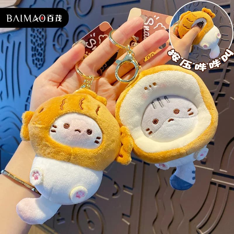 Autentico cacao gatto snack casa portachiavi bambola carina cartone animato ciondolo borsa decorazione regalo di coppia