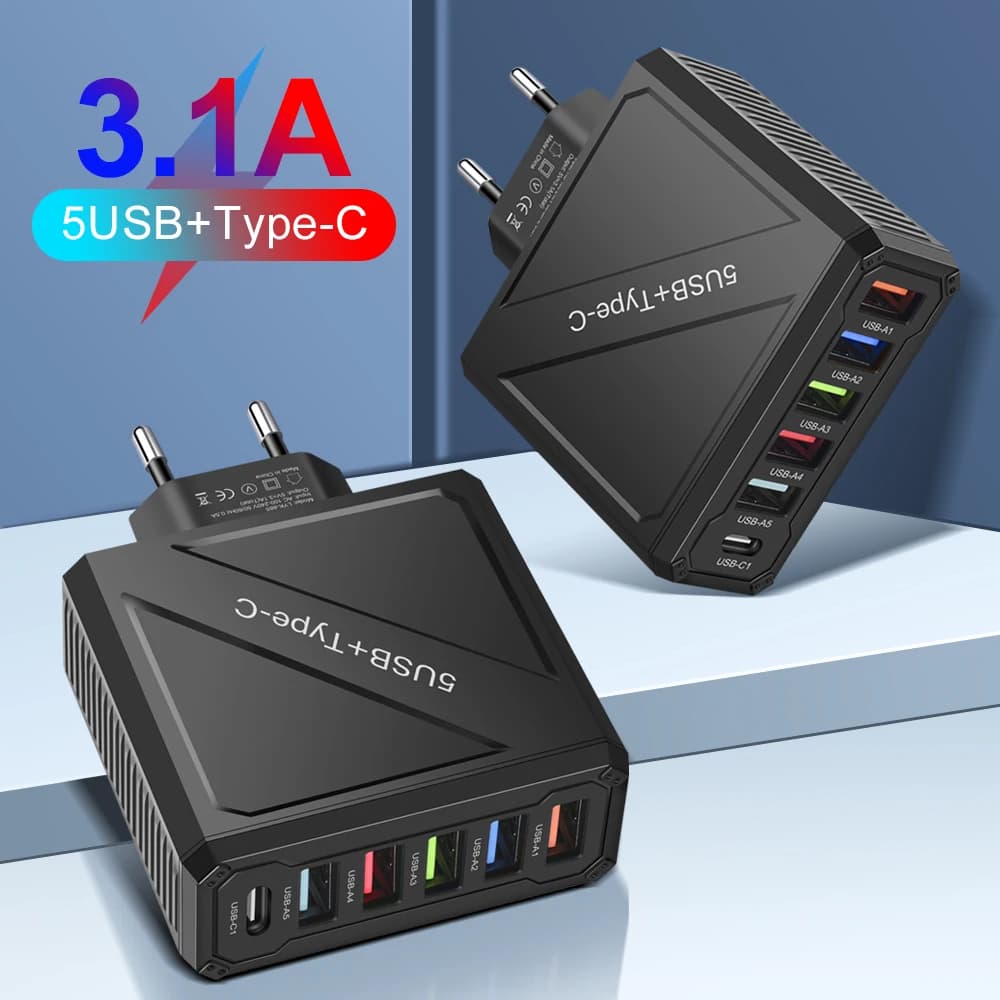 Caricatore USB PD 3.1A Caricatore da viaggio QC3.0 a ricarica rapida Spina EU/US/UK/KR per iPhone Xiaomi Samsung Huawei Adattatore di ricarica per telefono