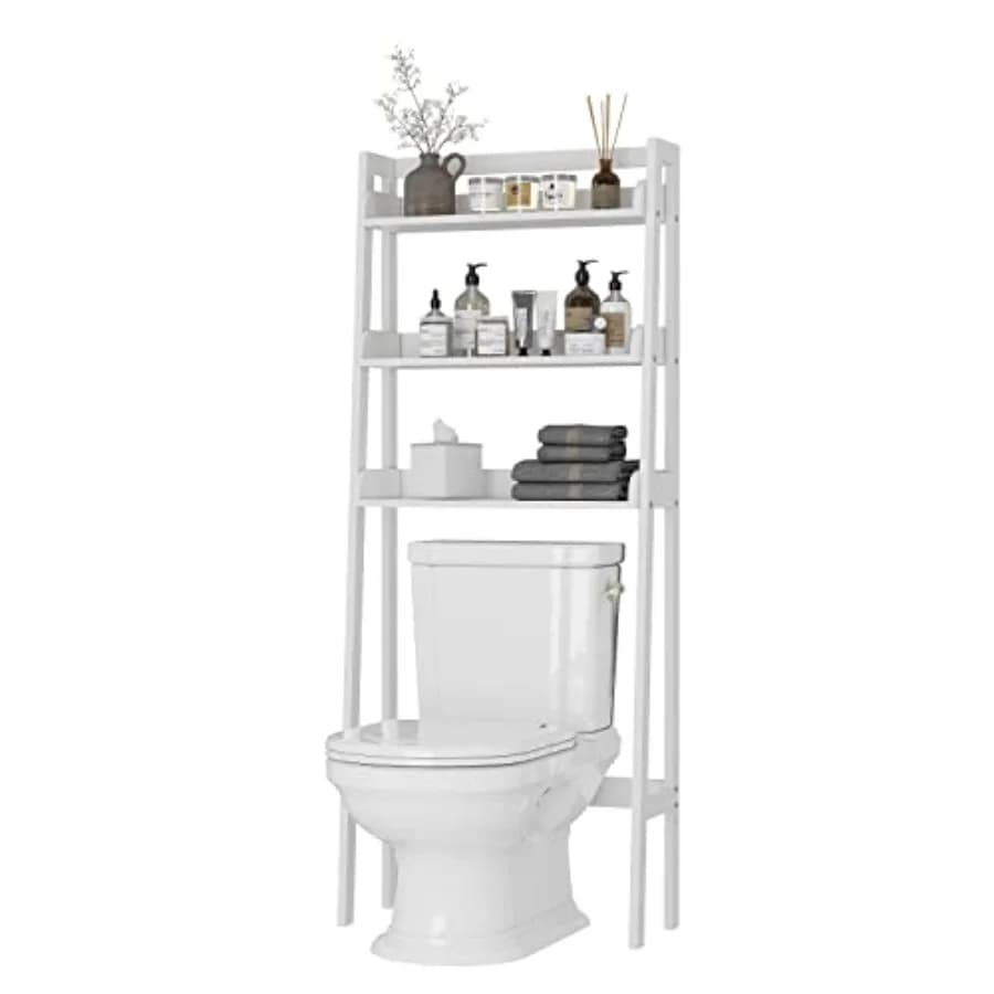 Scaffale portaoggetti sopra il WC, organizer bagno a 3 livelli sopra il WC, scaffale sopra il WC