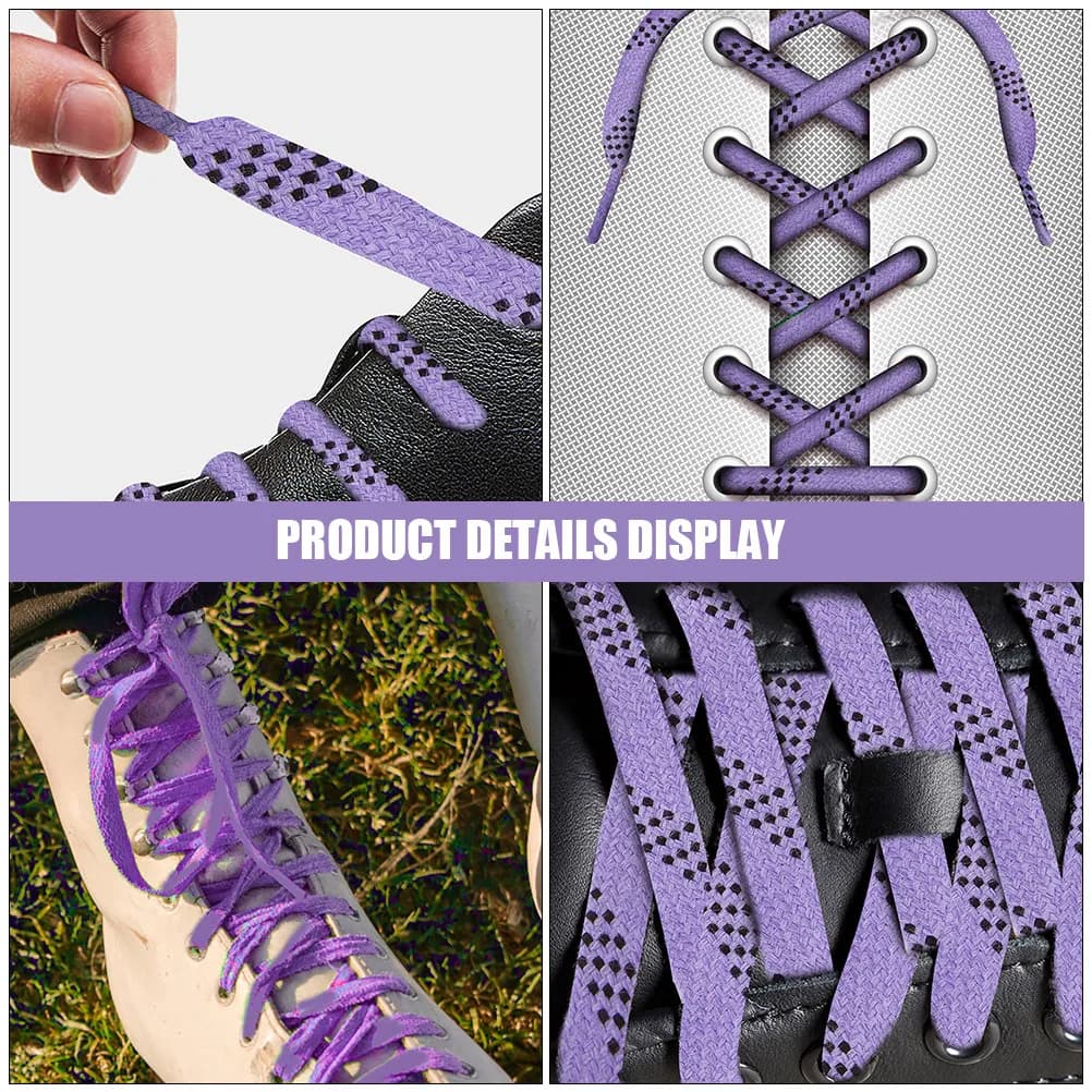 2 Paia di Lacci Premium Impregnati di Cera per Pattini da Hockey, Calzature Sportive, Lacci Antiscivolo Facili da Allacciare, Vestibilità Sicura per Hockey su Ghiaccio