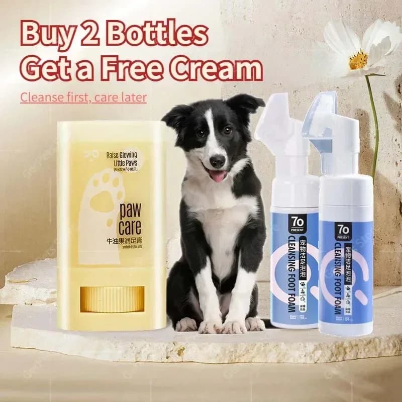 Detergente per piedi per animali domestici da 150 ml, senza risciacquo, spazzola per massaggio schiumogeno, cura delle zampe di cani e gatti, profumo di gelsomino, previene la secchezza, prodotti per la pulizia degli animali domestici