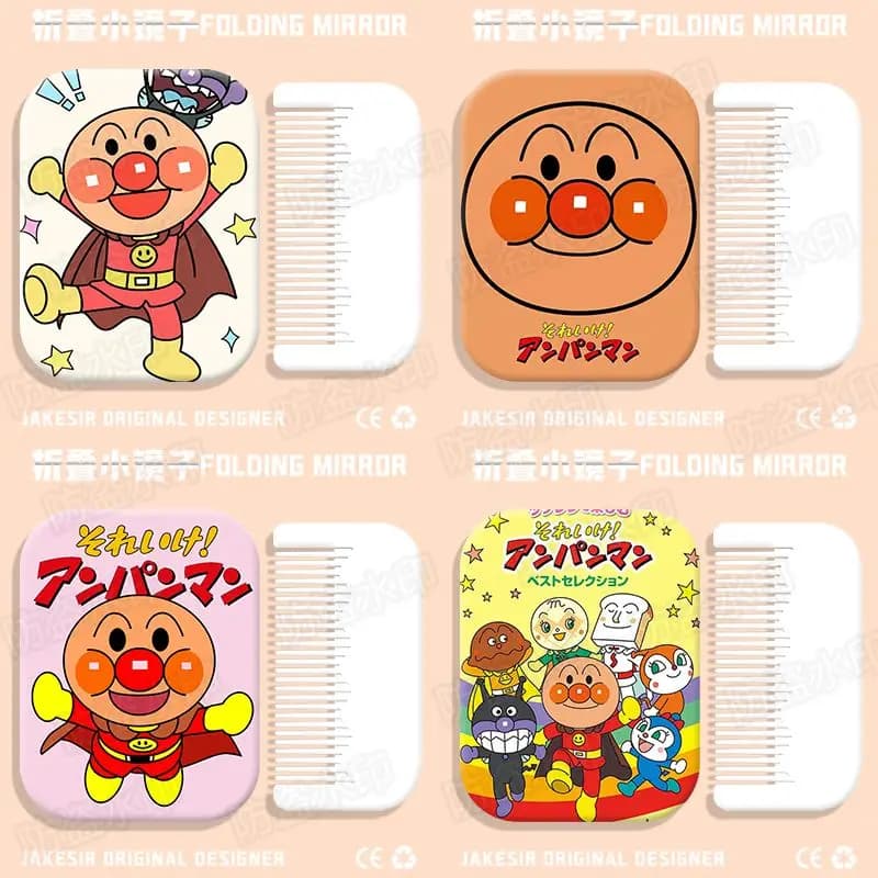 Anpanman small mirror makeup mirror, portable and handy, high-looking, student handheld folding touch-up mirror for women