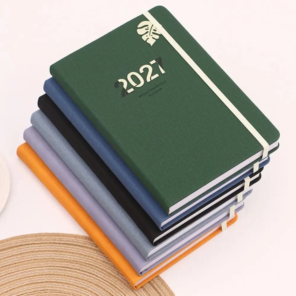 Portable A5 2027 Agenda Book Planner Reminder To Do List Schedule Book Textured PU Planner Notebook Office Supplies