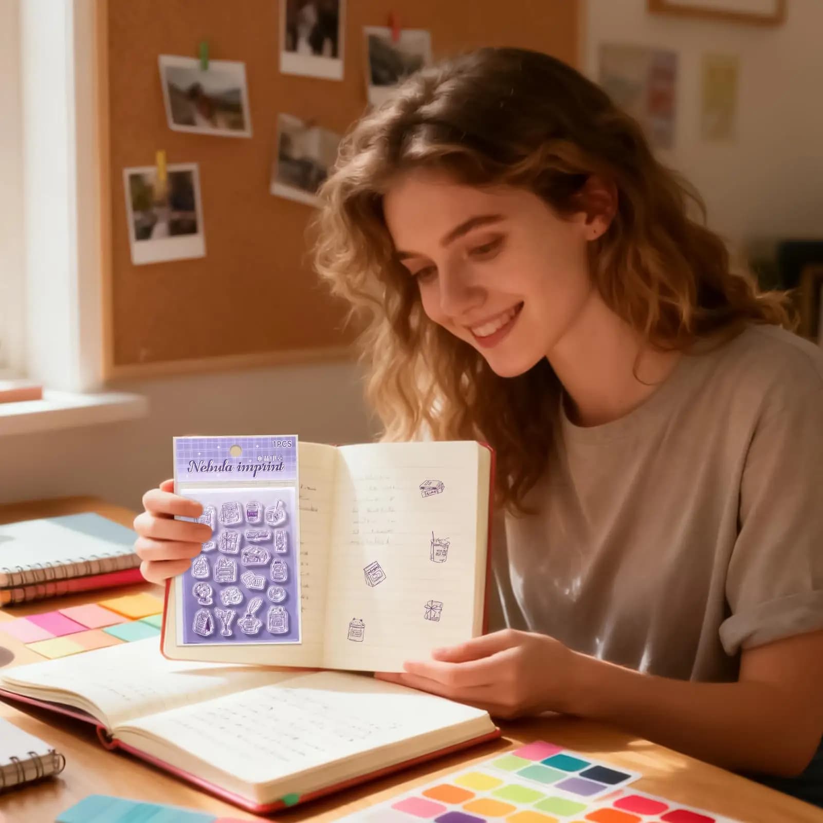 Timbri per diari con decorazioni trasparenti a tema cartoni animati, con manico in acrilico, per la creazione di biglietti, libri, rilegature, quaderni e agenda.