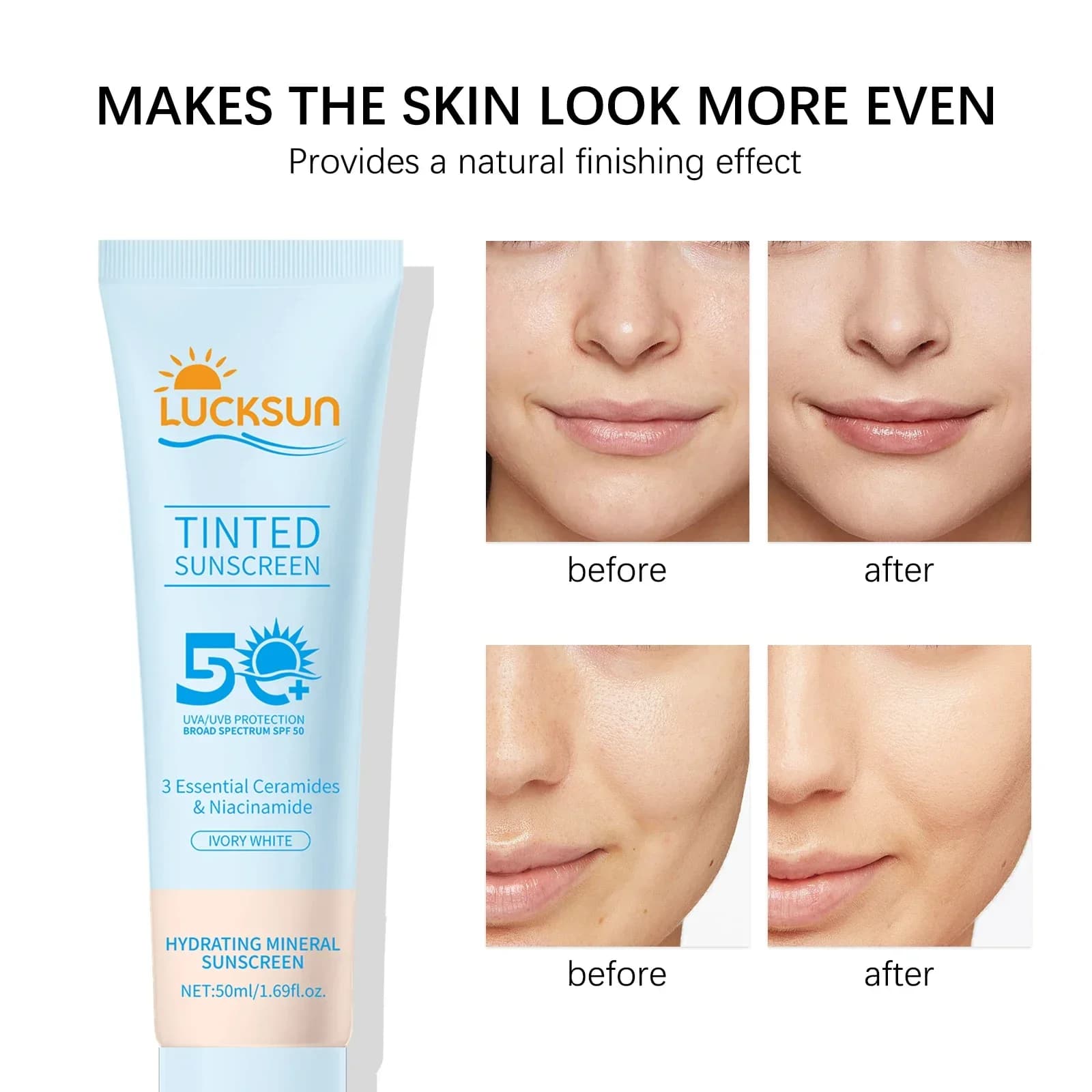 Solar cream SPF50+. Offer durable UV protection, waterproof and sweat resistant. A colorful and moisturizing cosmetic for oil control