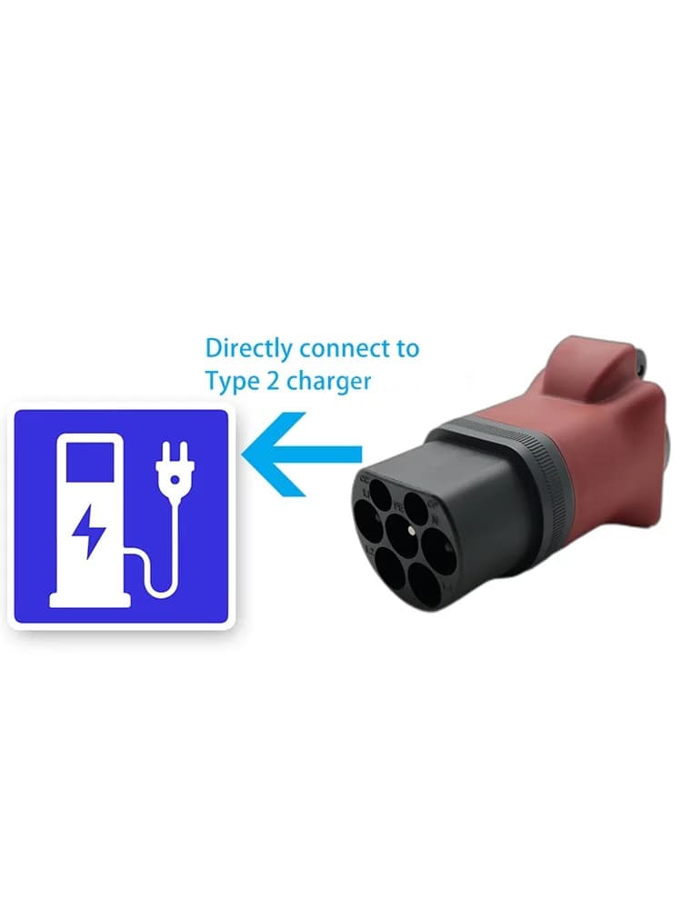 Adattatore di ricarica portatile per veicoli elettrici Convertitore da spina maschio tipo 2 da 220 V a presa Schuko per caricabatterie EV