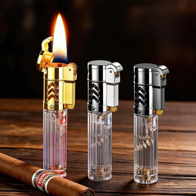 2026 NEW Retro Cotton oil Lighter High-efficiency Flint Wheel Transparent Oil Tank Old-fashioned Grinding Wheel Durable Lighter