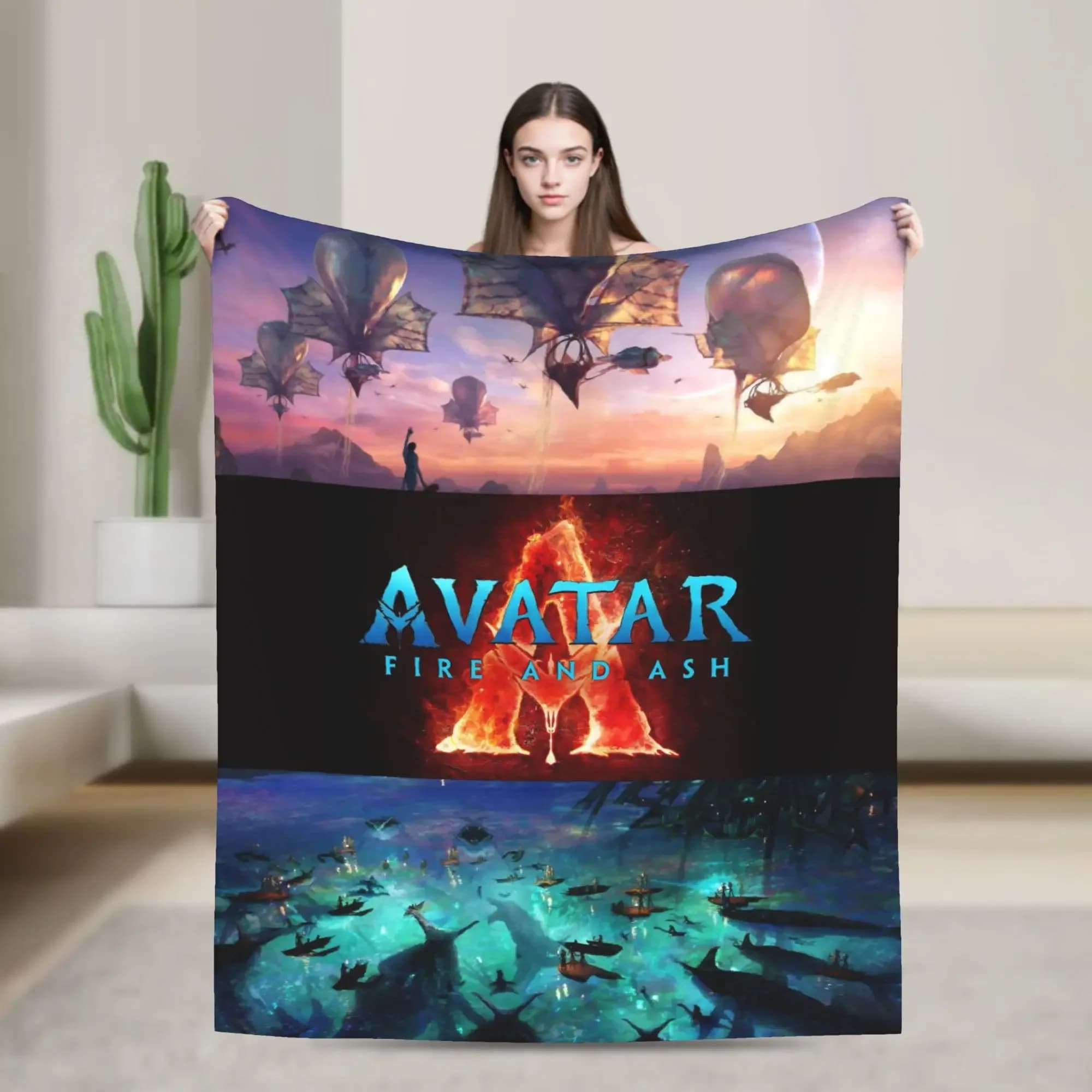 Coperta in pile corallo Avatar: Il Film Sci-Fi - Tema Fuoco e Ceneri, Multifunzione, Super Calda, per Letto e Viaggio