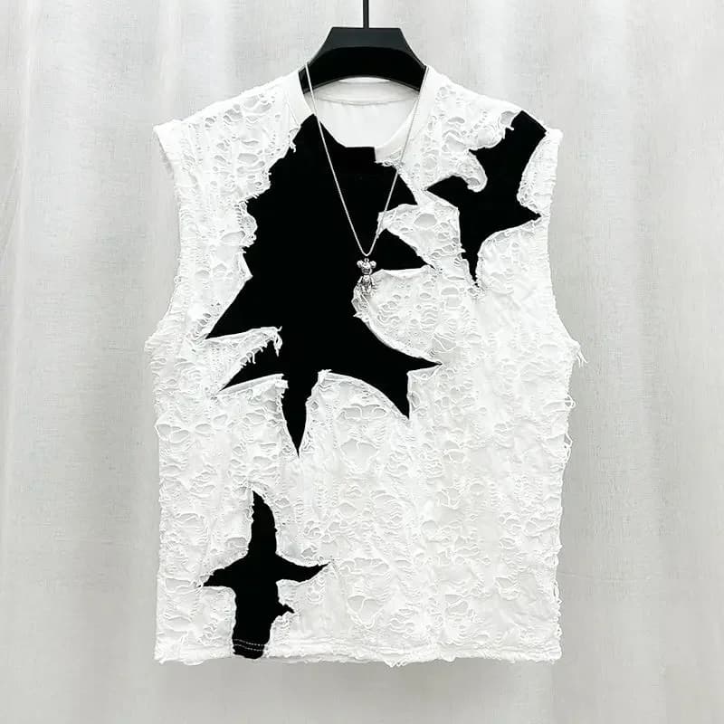 Abbigliamento Uomo 2026: Nuova T-shirt Gilet Senza Maniche Casual Estiva con Patchwork e Colori a Contrasto