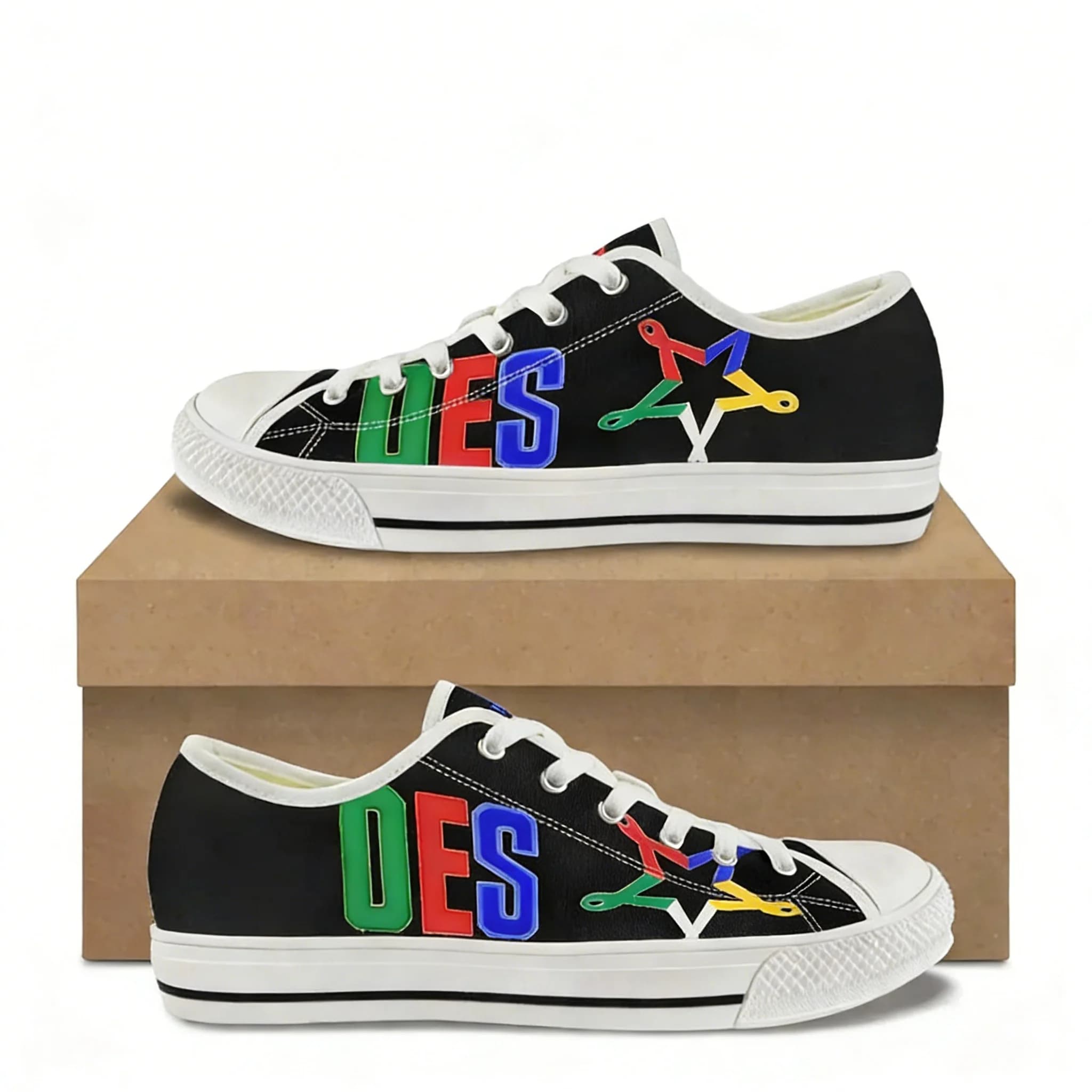 Scarpe estive comode in tela a taglio basso da donna, nuove sneakers casual con stampa OES (Order of the Eastern Star) e suola vulcanizzata.