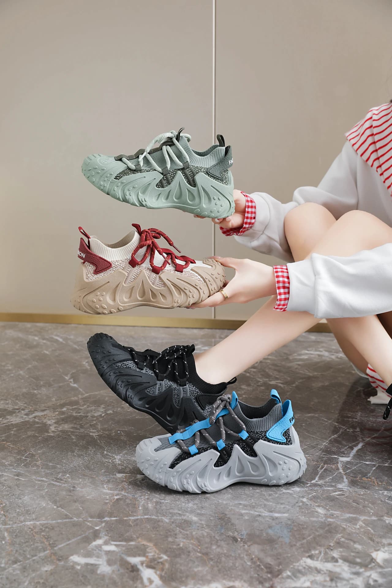 Women Mesh Platform Dad Sneakers Lace Up Low Top Running Shoes Rubber Sole Breathable Knit Sport Footwear Daily Walking Trainers