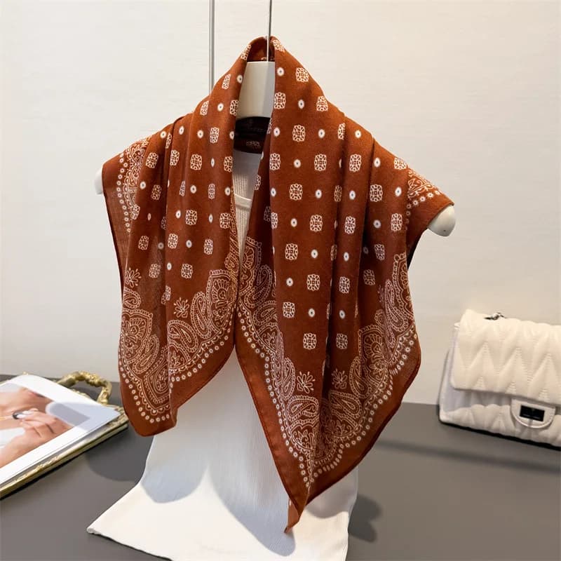 Sciarpa quadrata di anacardi di lusso per le donne Morbida 70 * 70 cm Sciarpa al collo Scialle Ordito Elegante fazzoletto da collo Bandane Donna Paisley Stampa Hijab