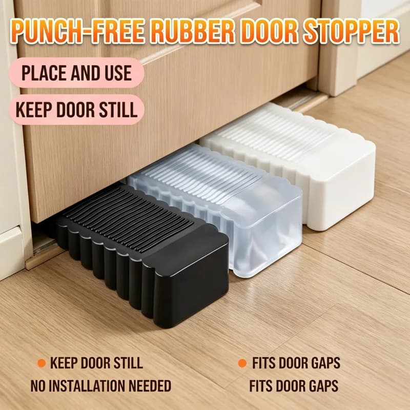 Drill‑Free Windproof Rubber Door Stopper, Anti‑Pinch Sliding Door Stop, Safety Door Wedge, Household Door Holder, Anti‑Collision