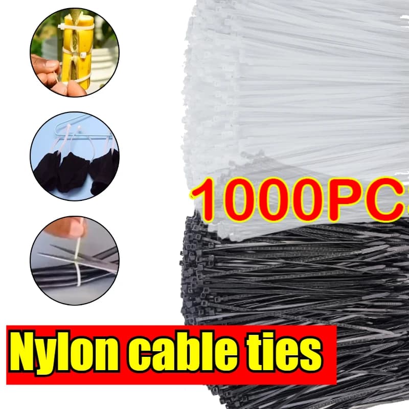Fascette stringicavo in nylon con chiusura a zip, cinghie di fissaggio auto-bloccanti durevoli per l'organizzazione dei cavi e la gestione dell'elettronica