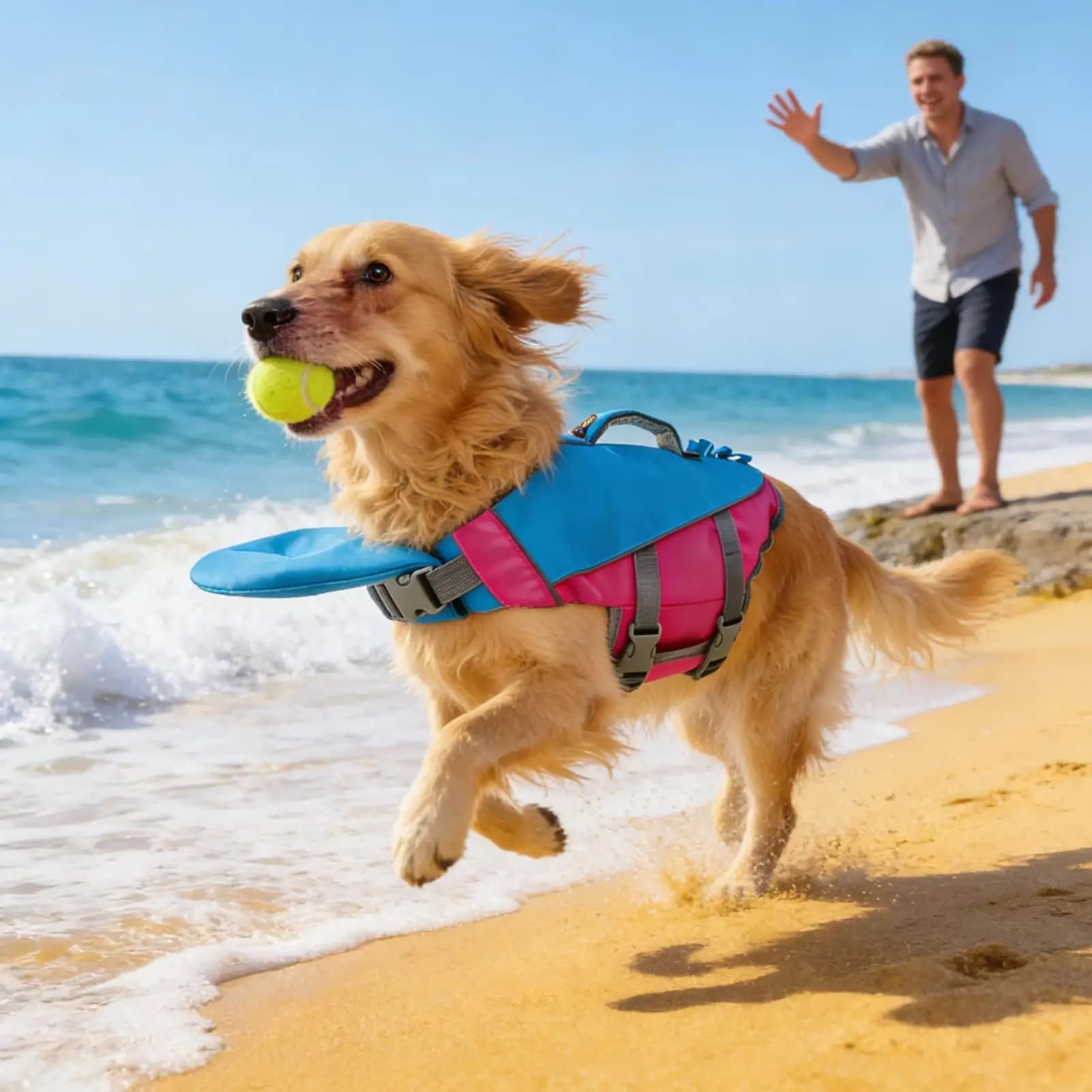 Giubbotto Galleggiante per Cani, Staccabile e Regolabile, Giubbotto di Salvataggio per Cuccioli di Piccola e Grande Taglia, per Campeggio, Piscina e Spiaggia