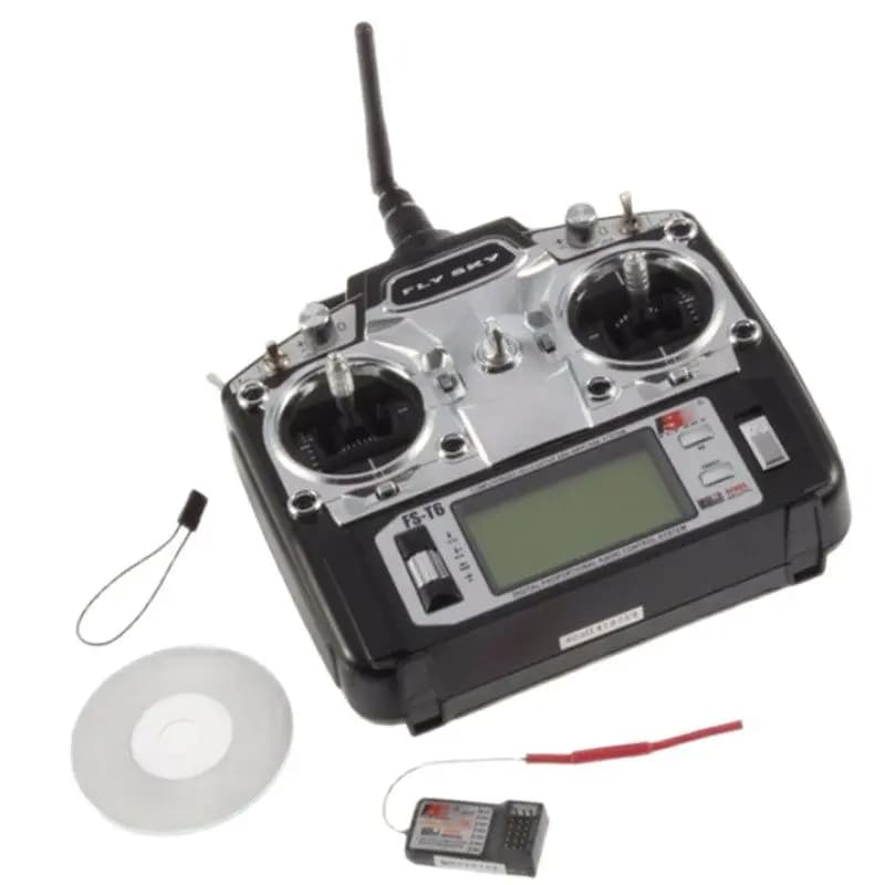 Trasmettitore RC professionale Flysky FS-T6 6CH 2,4 GHz con ricevitore R6B, display LCD - per drone/Quadcopter/aereo/elicottero