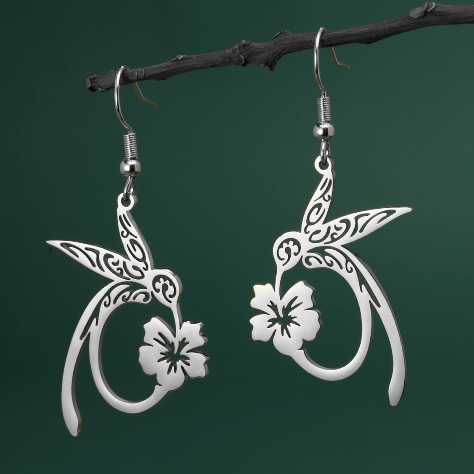 Orecchini Lemegeton Hollow Hummingbird in Acciaio Inossidabile, Ciondolo Squisito a Forma di Animale, Gioielli da Donna per la Ricchezza, Regalo per Feste