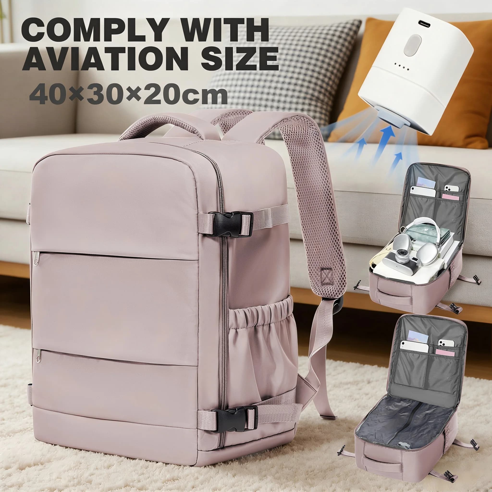 Zaino da Viaggio Ryanair 40x30x20, Zaino Sottovuoto per Brevi Distanze, Borsa da Cabina WizAir, Borsa da Lavoro per Laptop 15.6', Zaino Originale