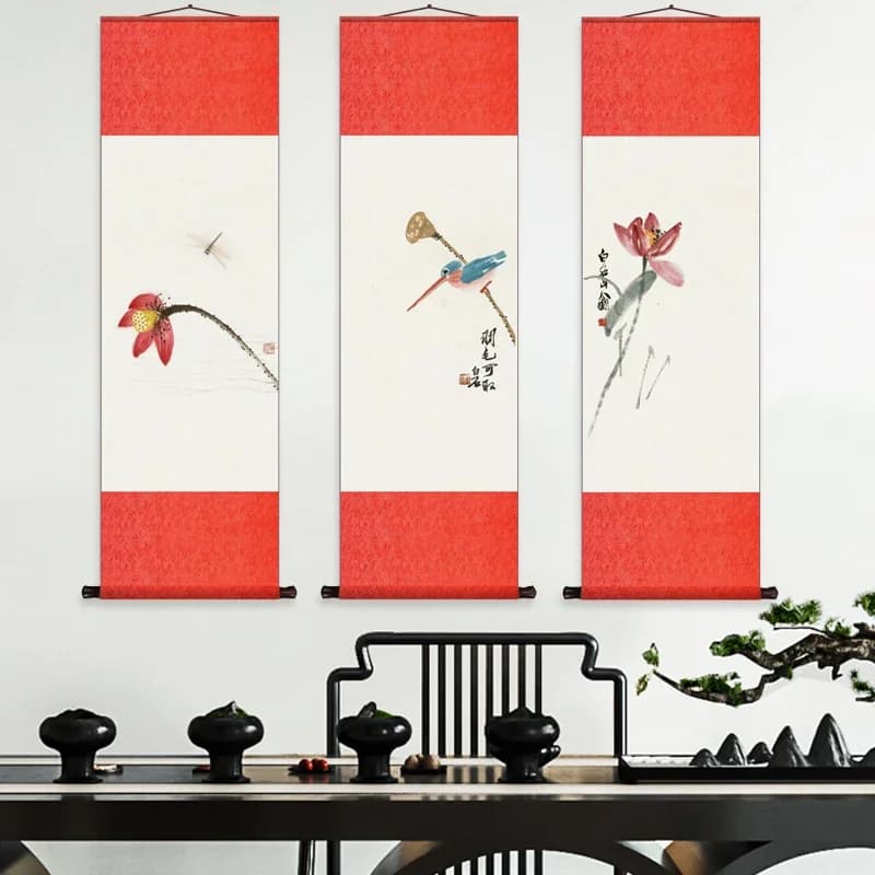 Chinese Painting in Chinese Style Prugna Decorative Paintings Modular Image Wall Art Canvas Painting for Living Room Without Frame