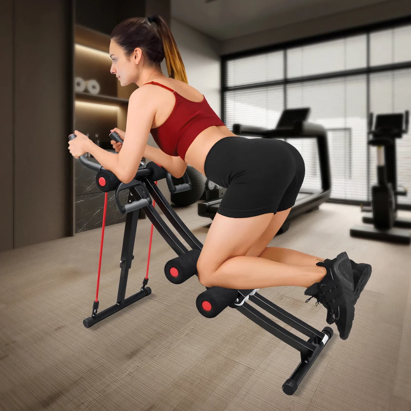 GIKPAL Foldable abdominal training equipment for home gym, fitness equipment for core and abdominal trainer Maximum LCD display of 440 pounds