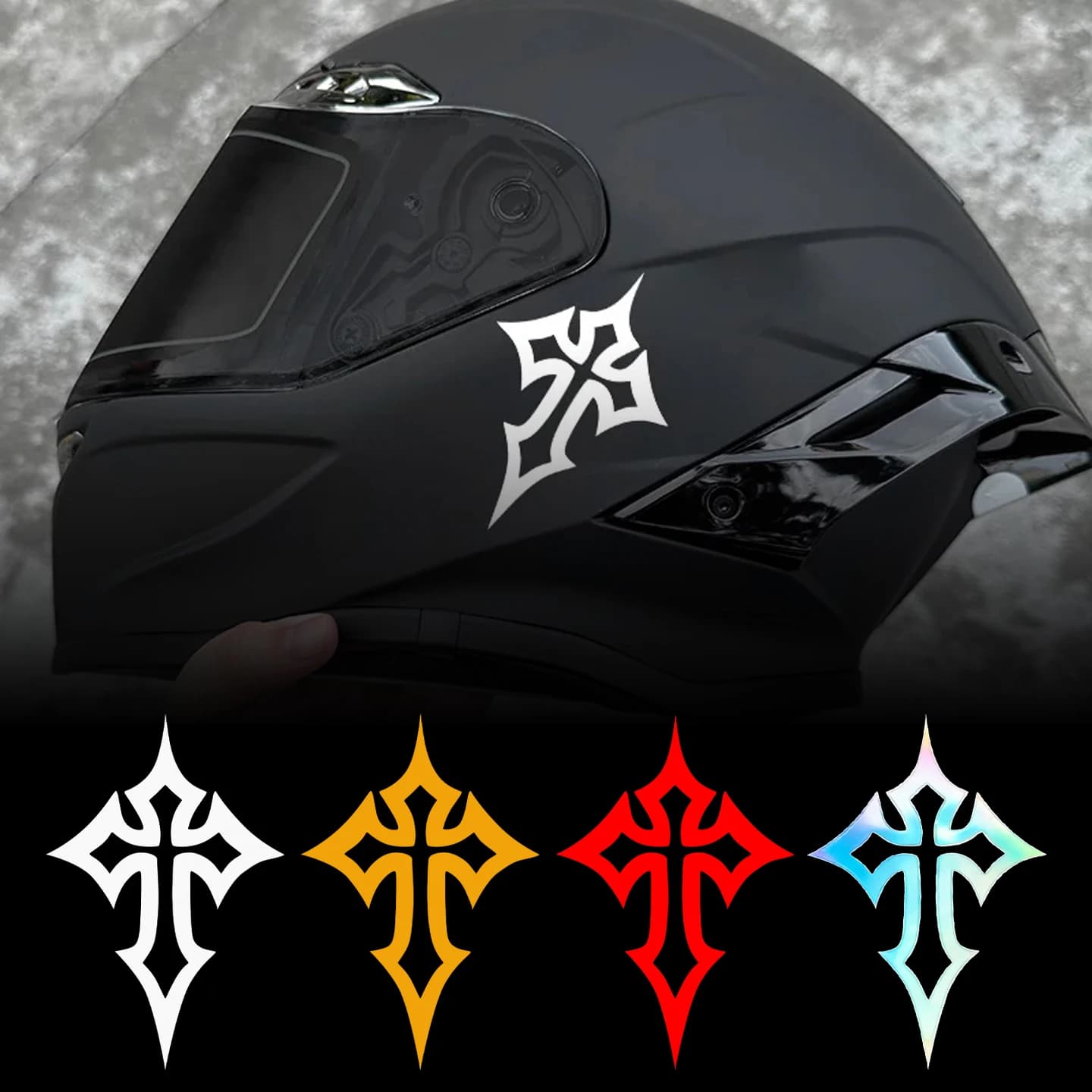 2PCS Cross Pattern Vinyl Motorcycle Stickers Waterproof Decals For Racing Moto Scooter Body Helmet Bike Styling Accessories