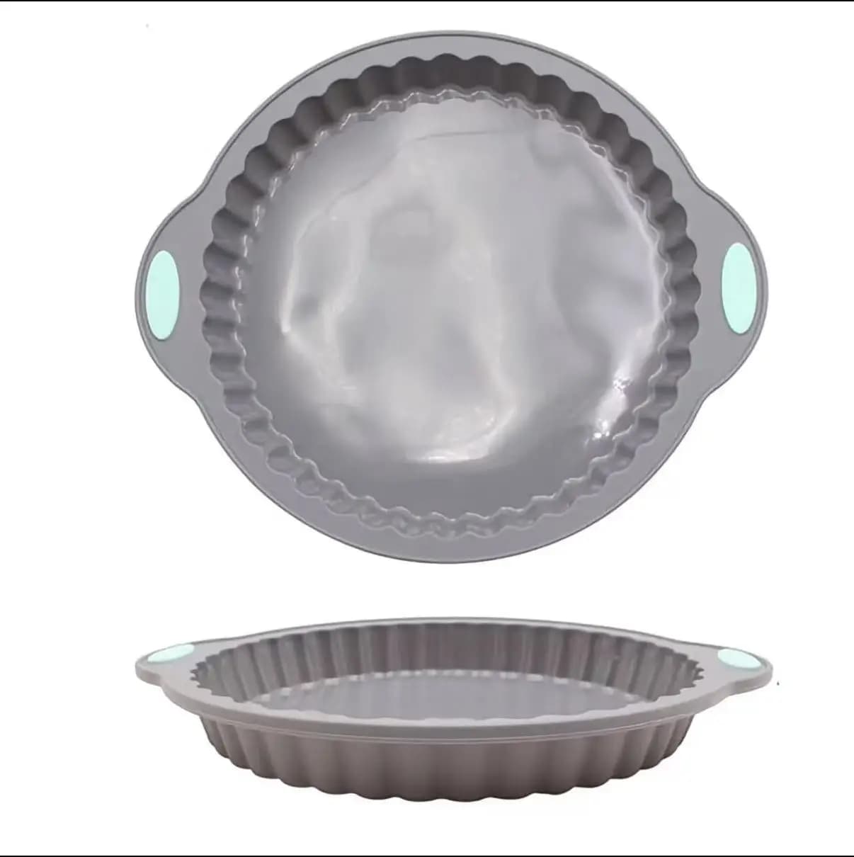 Silicone Fluted Round Pizza Pan Double Handle Non-Stick Pie Tart Mold Heat Resistant Household Oven Baking Bakeware