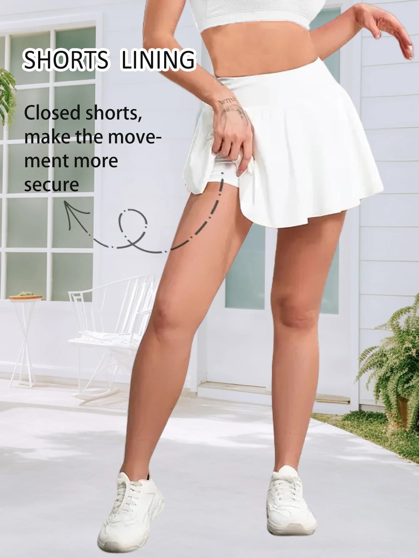 Gonna da tennis a vita alta da donna con pantaloncini interni chiusi e sicuri, gonna sportiva svasata per golf, allenamento e corsa