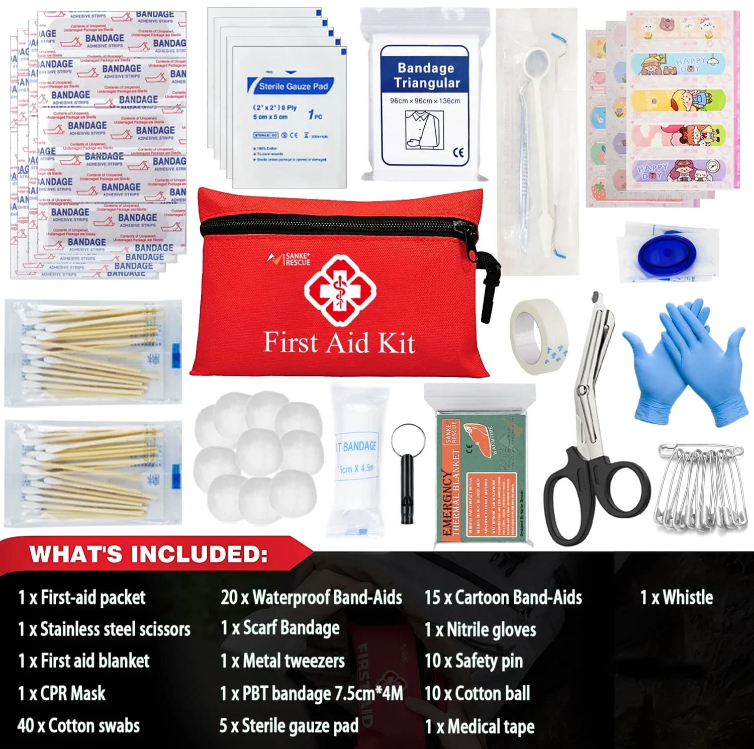 Kit di pronto soccorso tattico di emergenza da 110 pezzi - Kit di sopravvivenza multiuso Accessori per borse mediche da viaggio per auto da campeggio all'aperto
