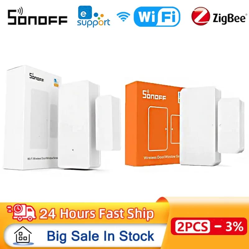SONOFF sensor detector for doors and windows Zigbee SNZB-04/WiFi DW2 sensor warning notification via EWeLink APP smart home security alarm