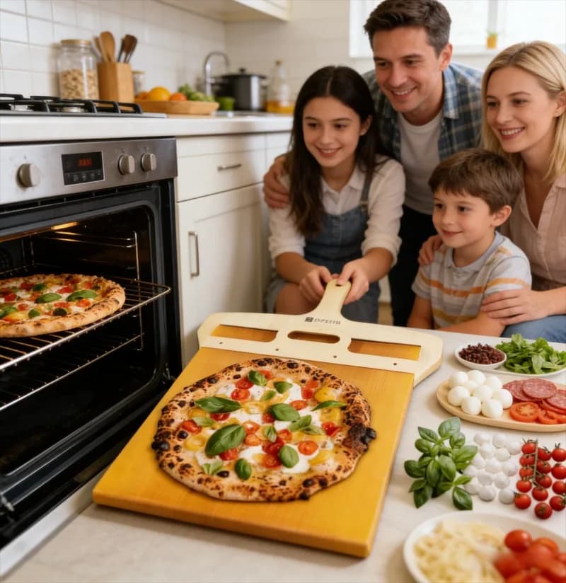 Pala in legno per pizza, resistente alle alte temperature, con rivestimento antiaderente, speciale per la pizza dentro e fuori dal forno, utensile da forno