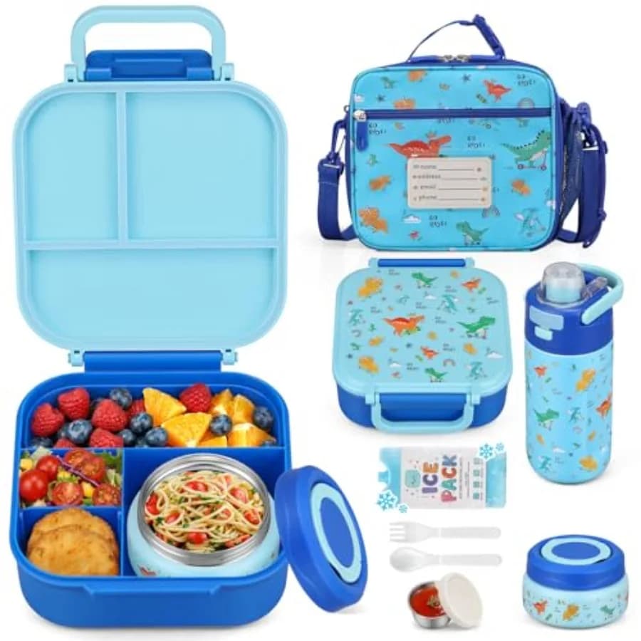 Set di contenitori per il pranzo Bento, contenitore termico per alimenti, thermos da 7 oz per cibo caldo, thermos da 12 oz per acqua, contenitore termico riutilizzabile.
