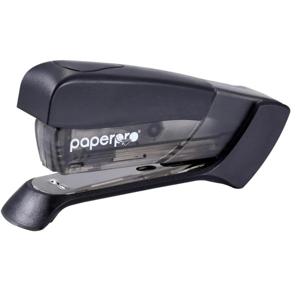 Compact Classic Desktop Stapler, 15 Sheet Capacity, No Effort, One Finger, 80% Easier Stapling, Black
